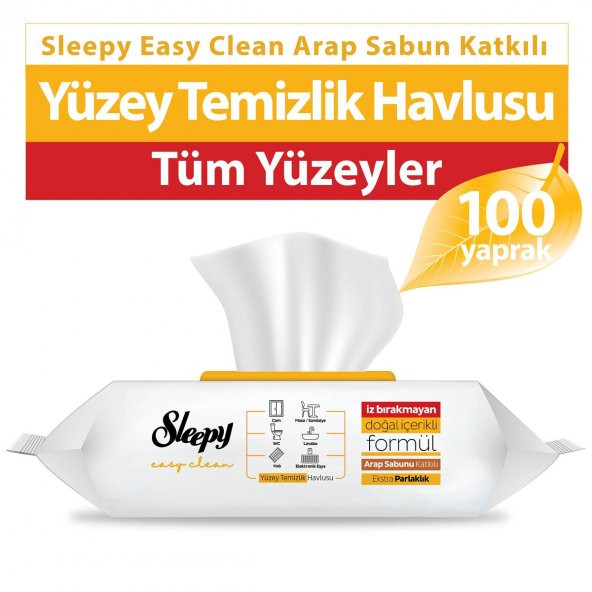 Sleepy Easy Clean Yüzey Temizlik Havlusu Arap Sabun Katkılı 100 Yaprak 5 Paket ürün görseli 1