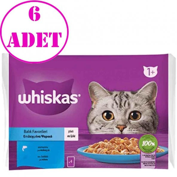 Whiskas Pouch Jöle İçinde Somonlu ve Ton Balıklı Yetişkin Kedi Konservesi 85gr (4'lü)6 AD ürün görseli 1