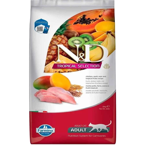 ND Tropical Meyveli Tavuklu Kedi Maması 10 Kg ürün görseli 1