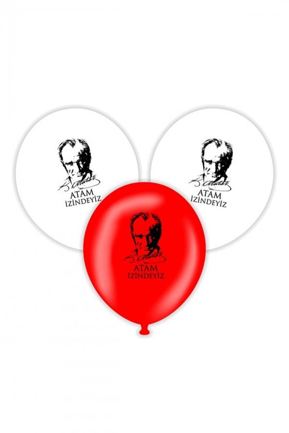 ATATÜRK VE TÜRK BAYRAĞI ÇİFT TARAF BASKILI BALON 25 ADET ürün görseli 1