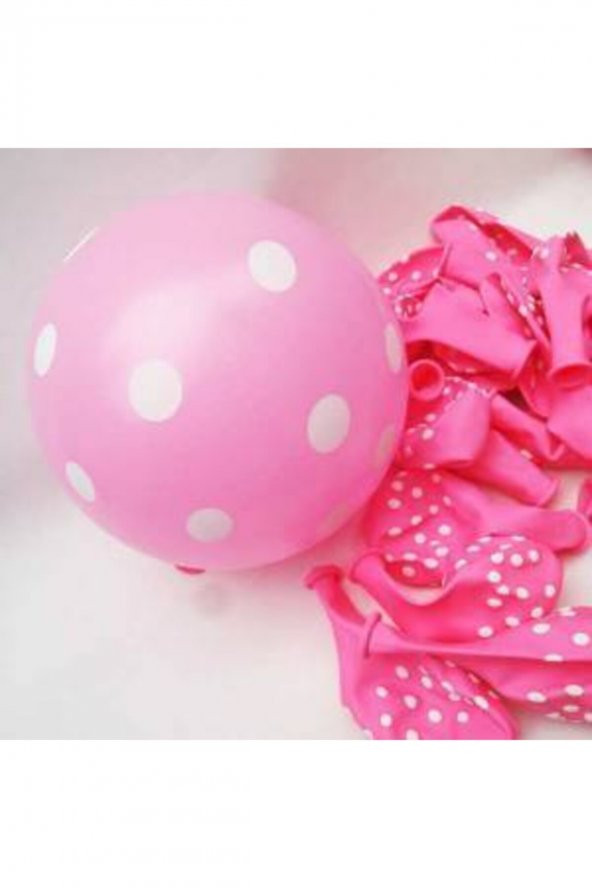 Pembe Beyaz Puantiyeli Balon 15 Adet ürün görseli 1