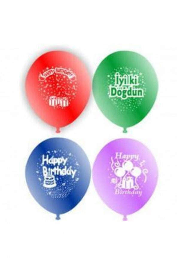 Iyiki Doğdun Baskılı Balon Karışık Renklerde100 Adet ürün görseli 1