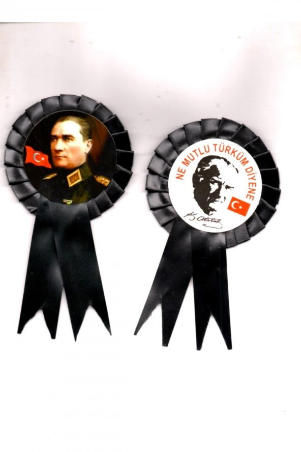 5 Çift 10 Adet Kurdelalı10 Kasım Mustafa Kemal Atatürk Rozeti Mega Boy ürün görseli 1