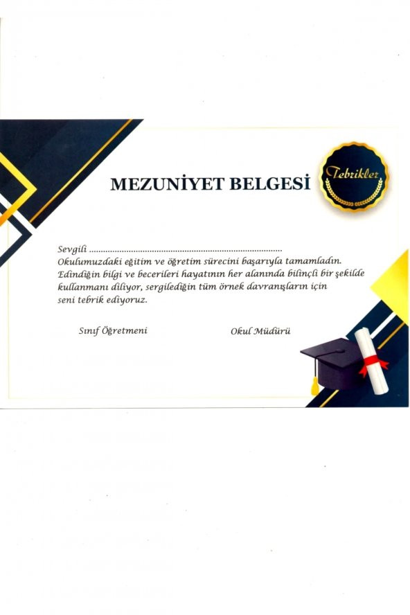 Mezuniyet Belgesi 20 Adet A5 Boyut Model 2 ürün görseli 1