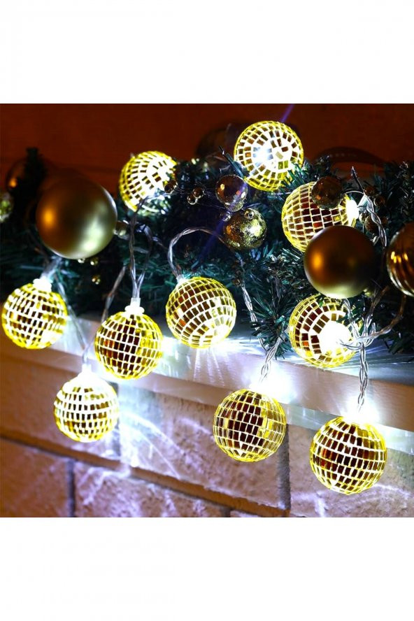 Mini Günışığı Disko Topu Dekoratif Süsleme 10’lu Led Işık Zinciri ürün görseli 1