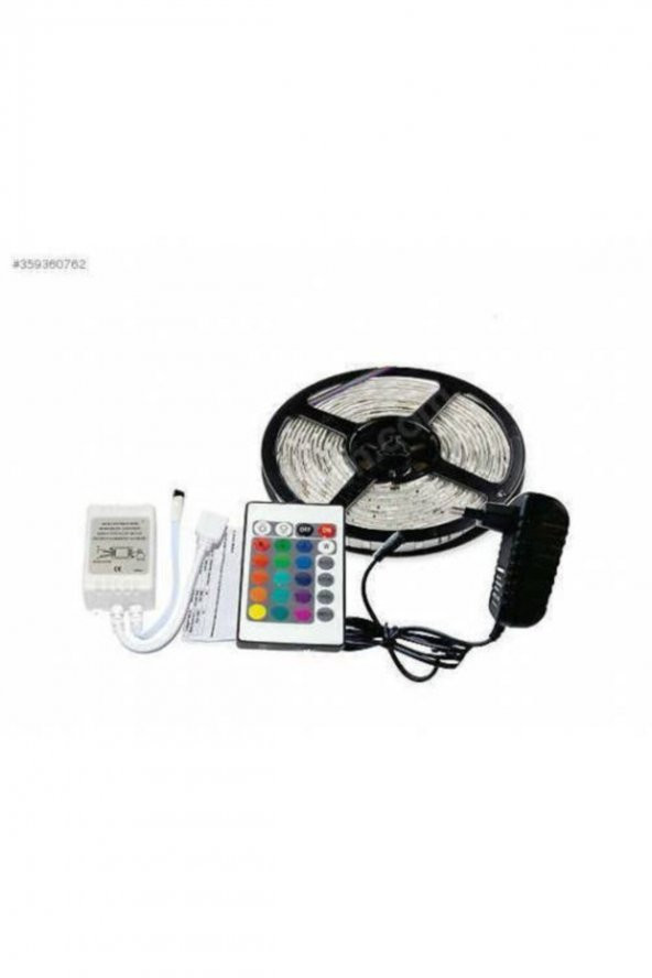 5 Metre Rgb Şerit Led Kumandalı Ve Adaptörlü ürün görseli 1