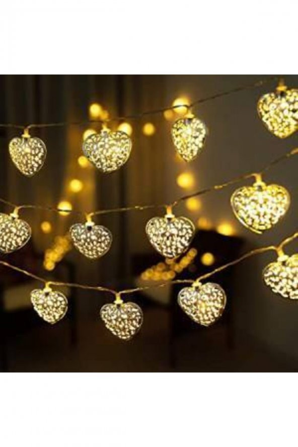 Şeffaf Kablolu Dekoratif Kalp Şeklinde 3 Metre Günışığı Pilli Led ürün görseli 1