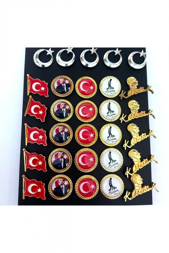Mustafa Kemal Atatürk Ve Türk Bayrağı Rozet Seti ürün görseli 1