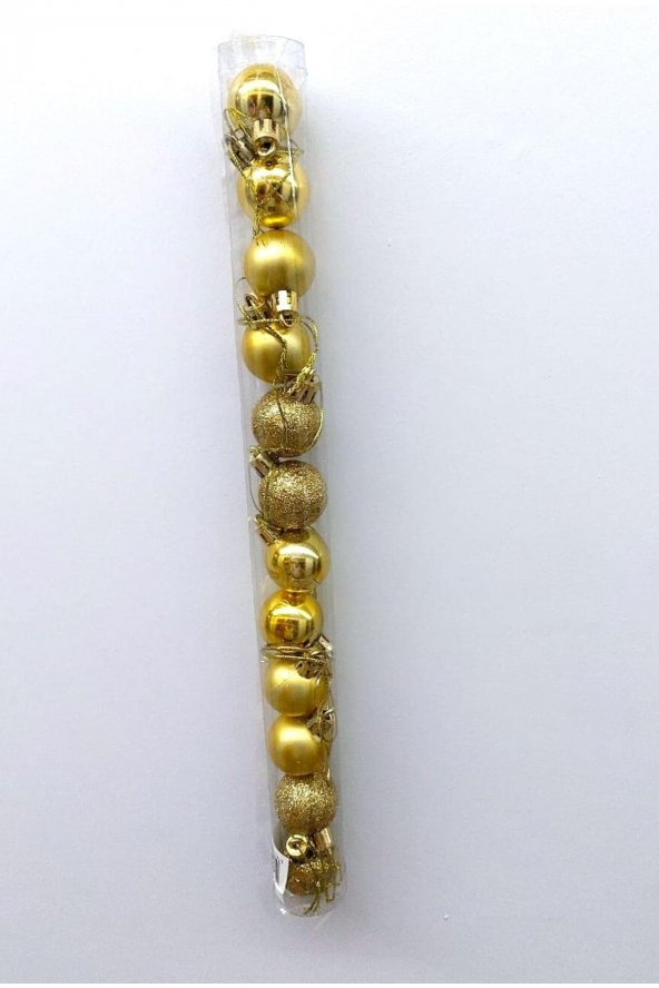 Gold Renk 3 cm 12 Li Boru Top Yılbaşı Süsü ürün görseli 1