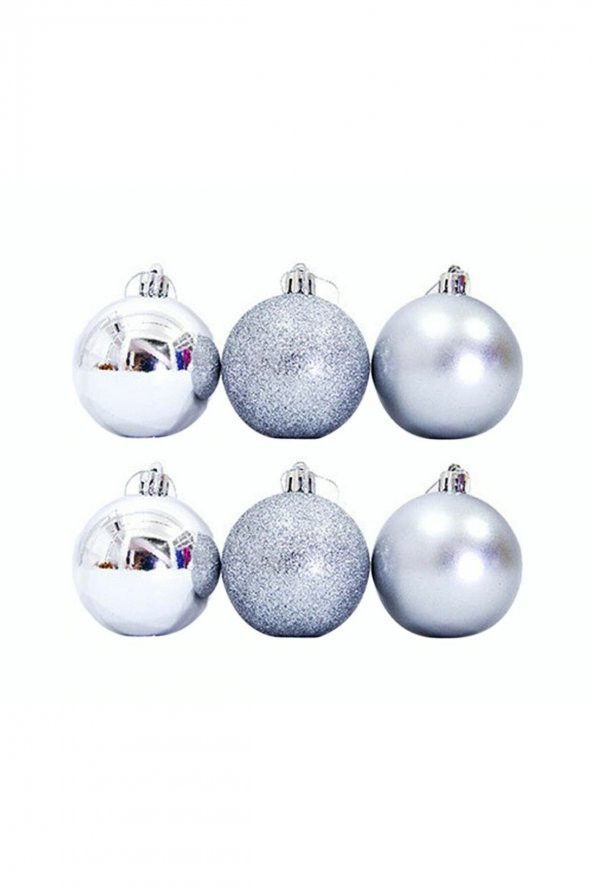 Yılbaşı Ağaç Süsü Top 6 Lı 6cm Silver ürün görseli 1