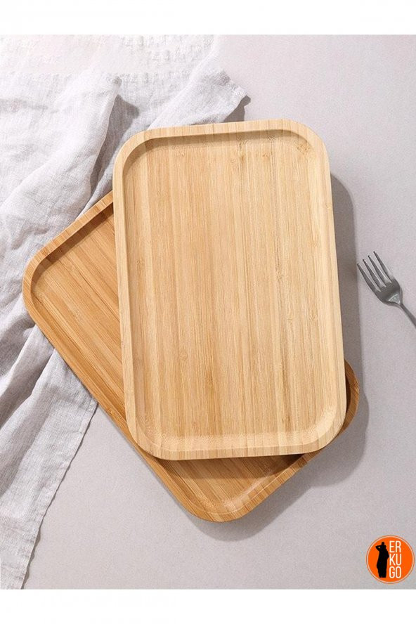 2 Adet Bambu Dikdörtgen Servis Tabağı, Sunum Seti (30x20 cm) - Resim 2