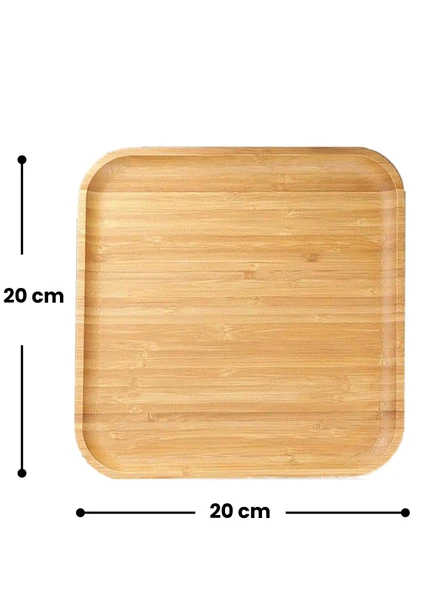 6 Adet Bambu Kare Servis Tabağı, Sunum Seti (20x20 cm) - Resim 5