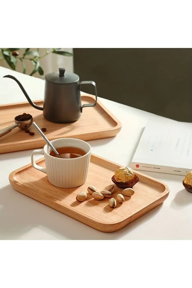 2 Adet Bambu Dikdörtgen Servis Tabağı, Sunum Seti (30x20 cm) ürün görseli 1