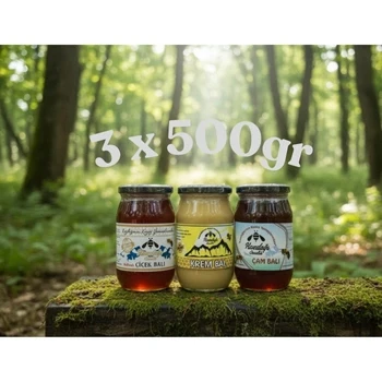 Kazdağı Lezzet Serisi (Çiçek Balı 500g • Çam Balı 500g • Krem Bal 500g) ürün görseli 1