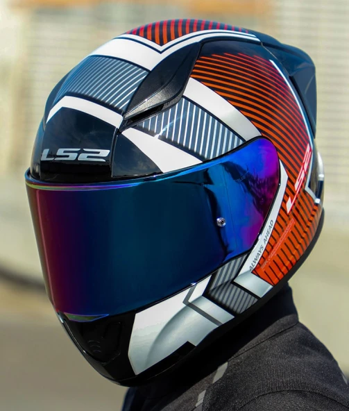 LS2 RAPID 2 RACE EXTRA BEYAZ-KIRMIZI FULLFACE MOTOSİKLET KASKI GÖKKUŞAĞI CAMLI ürün görseli 1