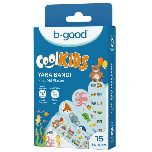 B-Good Plaster Cool Kids Yara Bandı 15 Adet | Suya Dayanıklı Nefes Alır ürün görseli 1