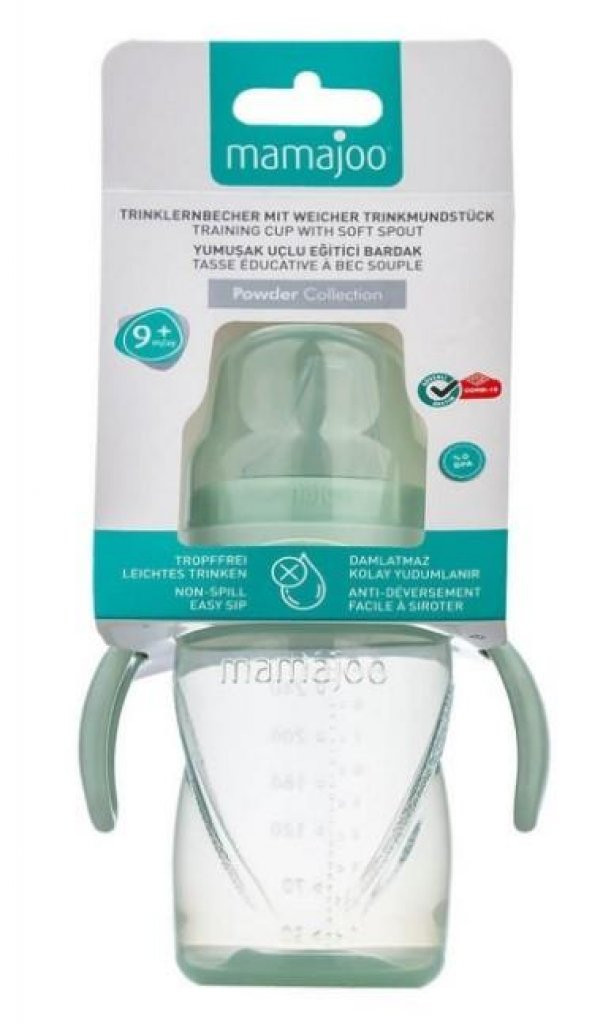 Mamajoo Kulplu Akıtmaz Eğitici Bardak Powder Green 270 ml | Anti-Kolik Bardak Ucu ürün görseli 1
