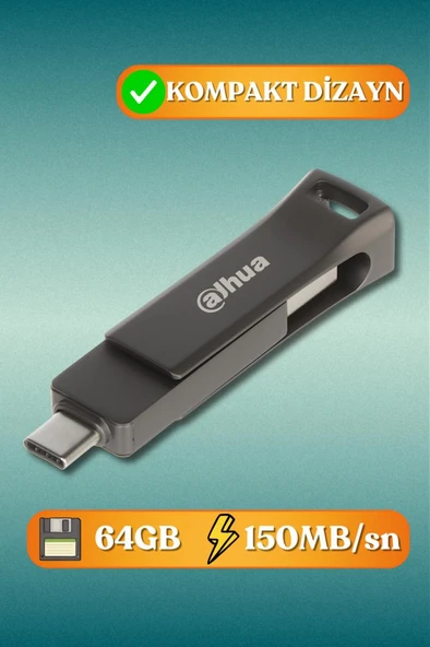 Dahua 64GB OTG USB3.2 Metal USB Bellek P629 Titan Gri ürün görseli 1