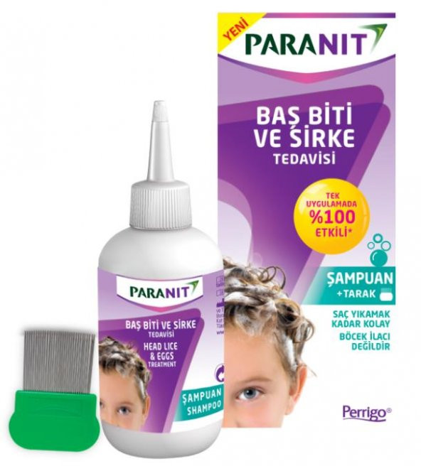 Paranit Baş Biti ve Sirke Tedavisinde Şampuan 100ml | Tarak Hediyeli ürün görseli 1