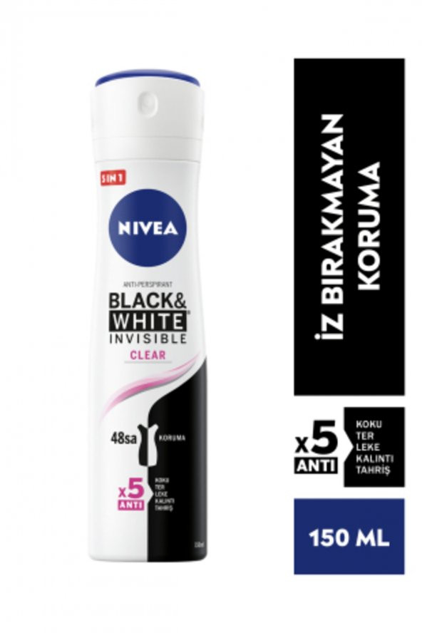 Nivea Invısıble Black&whıte Clear Sprey Deodorant 150ml Kadın 3lü Paket ürün görseli 1