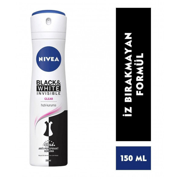 Nıvea Invisible Black And White Clear Kadın Deodorant ürün görseli 1