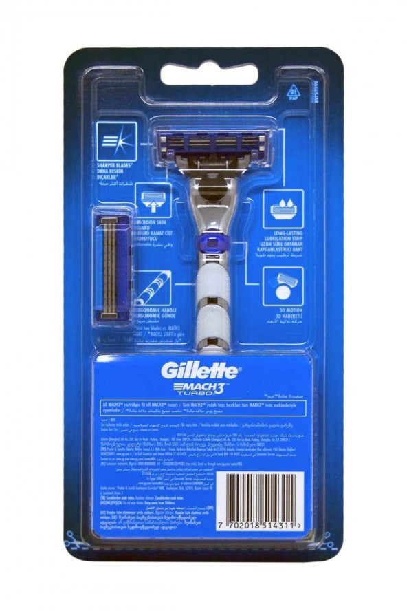 Gillette Mach3 Turbo 3d Tıraş Makinesi 2 Yedekli ürün görseli 1