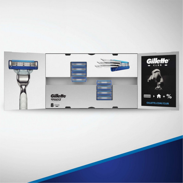 Gillette Mach 3 Turbo Yedek Tıraş Bıçağı 8li Karton Kutu ürün görseli 1