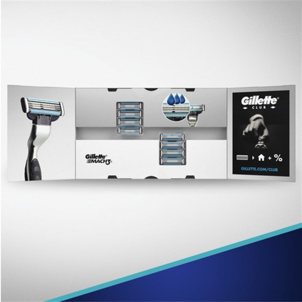 Gillette Mach3 8li Yedek Tıraş Bıçağı Karton Paket ürün görseli 1