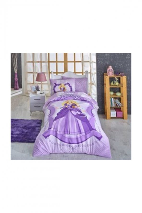 Hobyy Princess Lila Ranforce Tek Kişilik Nevresim Takımı ürün görseli 1