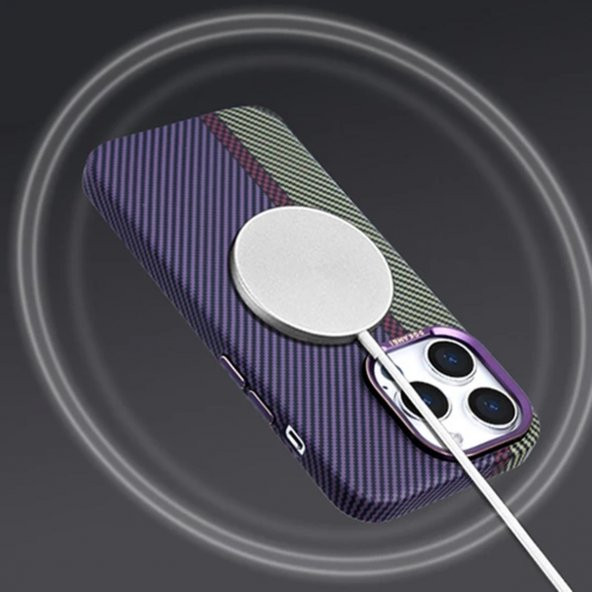 BİKAPAK MAGCARBON IPHONE 15 PRO MOR KAPAK - Resim 2