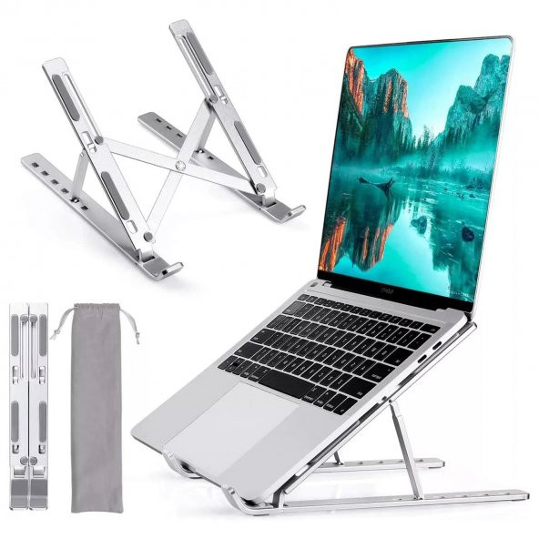 UpWay 6 Ayarlanabilir Kademeli Masaüstü Alüminyum Ergonomik Kaydırmaz Macbook Notebook Standı ürün görseli 1