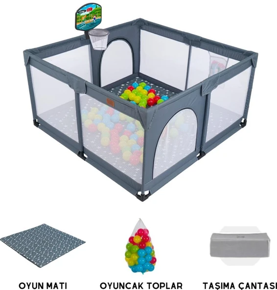 TommyBaby Güvenli Bebek Ve Çocuk Oyun Alanı Oyun Parkı 125X125 Oyun Matı Topları Yatak ürün görseli 1