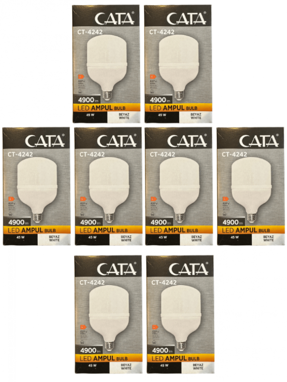 Cata CT-4242 45W 6400K (Beyaz Işık) E27 Duylu Led Torch Ampul (8 Adet) ürün görseli 1