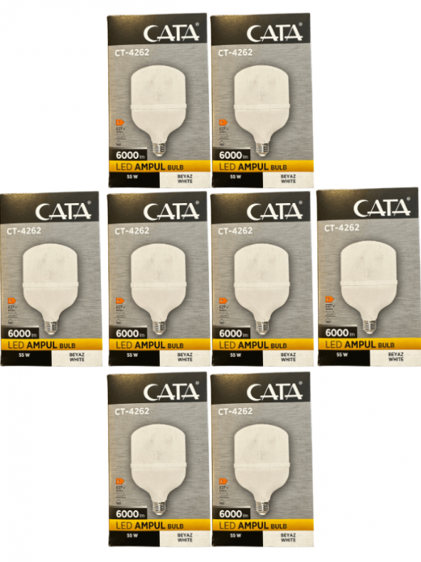 Cata CT-4262 55W 6400K (Beyaz Işık) E27 Duylu Led Torch Ampul (8 Adet) ürün görseli 1