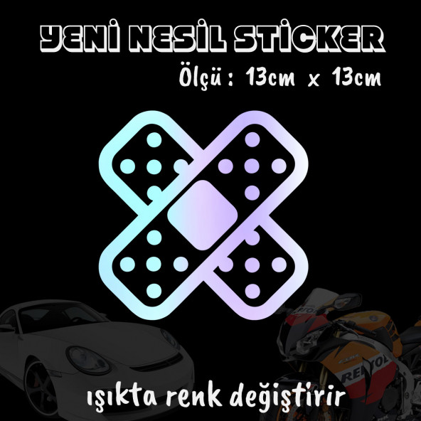 yara bandı oto sticker  2 adet Hologram model Motosiklet kask atv laptop cam uyumlu ürün görseli 1