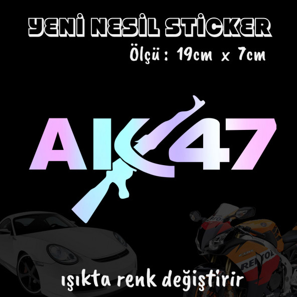 ak47 gun oto sticker 2 adet  Hologram model Motosiklet kask atv laptop cam uyumlu ürün görseli 1