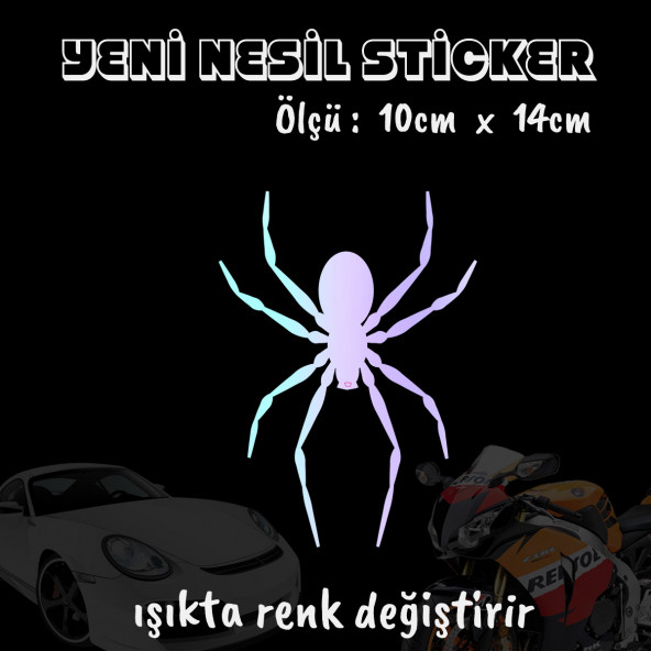 örümcek spider oto sticker  2 adet Hologram model Motosiklet kask atv laptop cam uyumlu ürün görseli 1