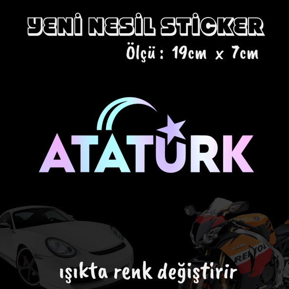 atatürk ayyıldızlı oto sticker 2 adet  Hologram model Motosiklet kask atv laptop cam uyumlu ürün görseli 1
