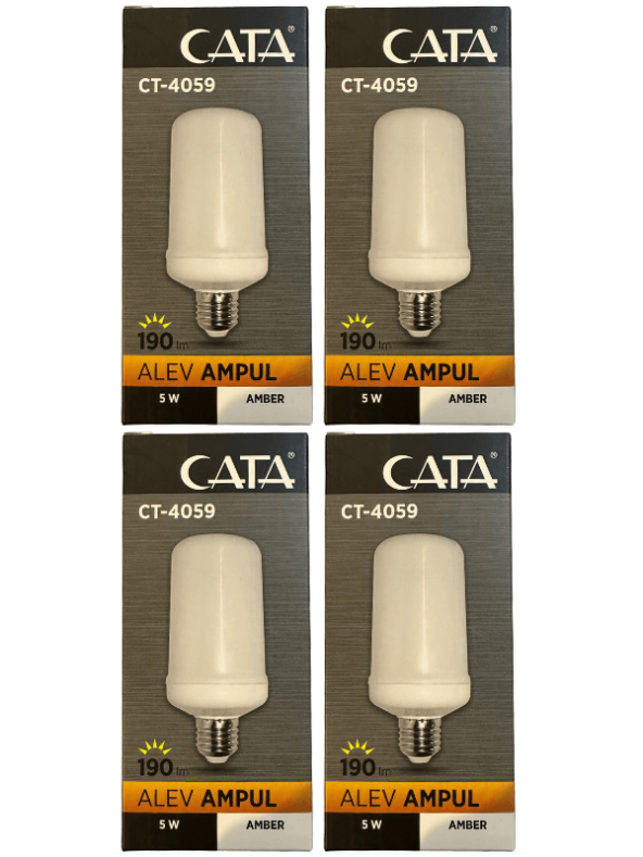 Cata CT-4059 5W (Amber Işık) E27 Duylu Led Alev Ampul (4 Adet) ürün görseli 1