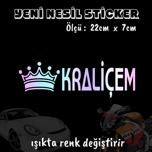 kraliçem taclı oto sticker 2 adet  Hologram model Motosiklet kask atv laptop cam uyumlu ürün görseli 1