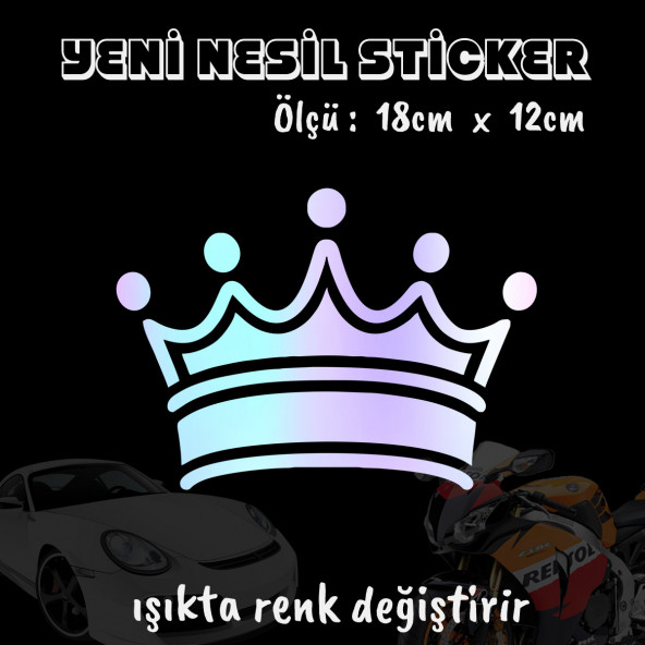 Kral tacı oto sticker  2 adet Hologram model Motosiklet kask atv laptop cam uyumlu ürün görseli 1