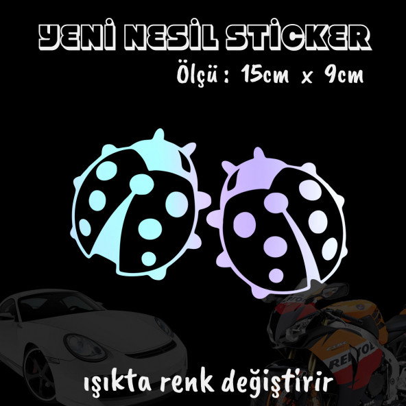 uğur böceği oto sticker  2 adet Hologram model Motosiklet kask atv laptop cam uyumlu ürün görseli 1