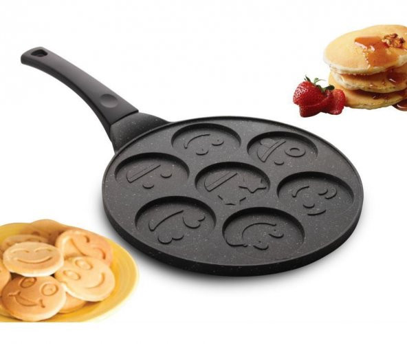 granit pankek tavası 28 cm gülen yüz emojili pankek tavası ürün görseli 1