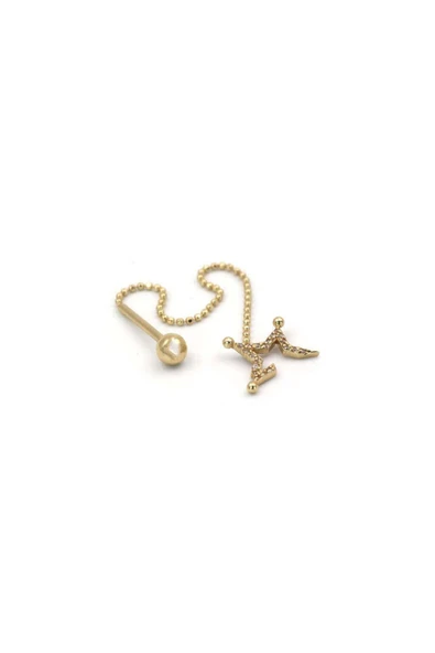 Yarım Yıldız Tragus Altın Küpe ürün görseli 1