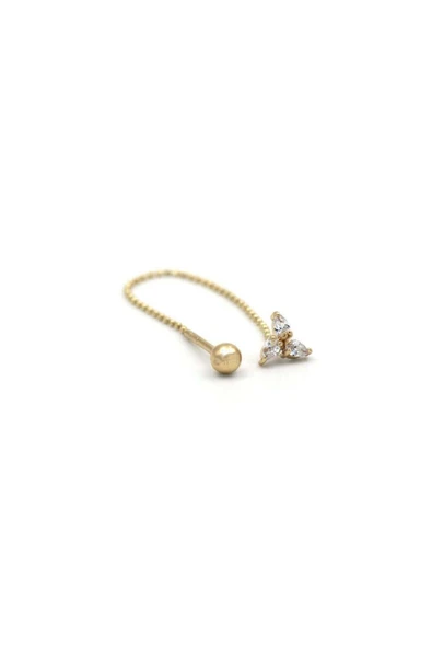 Altın Üç Yaprak Taşlı Tragus Küpe ürün görseli 1