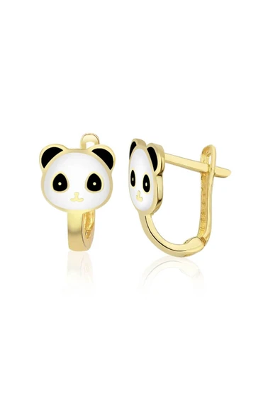 Panda Figürlü Çocuk Altın J Küpe ürün görseli 1