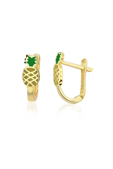 Ananas Figürlü Çocuk Altın J Küpe ürün görseli 1