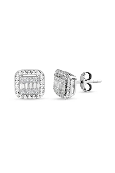 0.24 Ct Modern Tasarım Baget Kare Tektaş Küpe ürün görseli 1