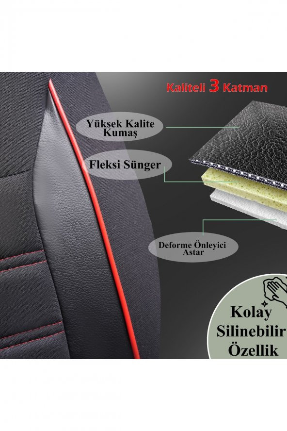Audi A3 HB Uyumlu Özel Tasarım Oto Koltuk Kılıfı Seti Smart K ürün görseli 1