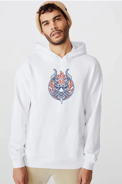One Piece Anime Yamato Mask Beyaz Erkek 3ip Kapşonlu  Sweatshirt ürün görseli 1